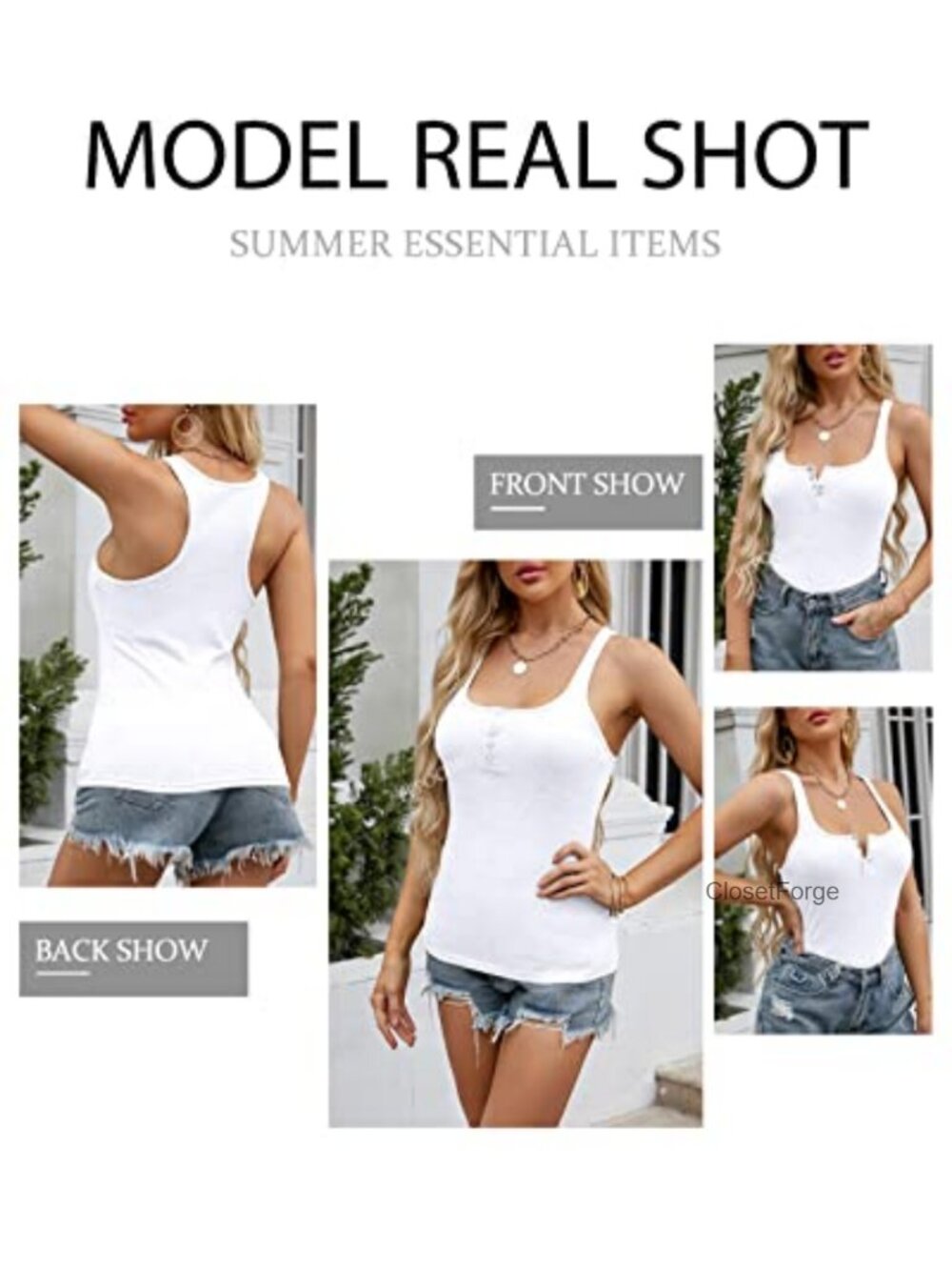 Women's Sleeveless Scoop Neck Tank Top Ribbed Knit Lightweight - Picture 3 of 6